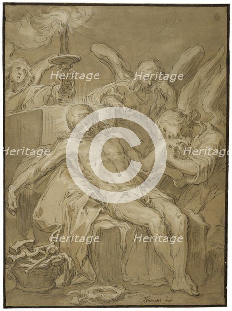 The dead Jesus mourned by angels. Creator: Abraham Bloemaert.