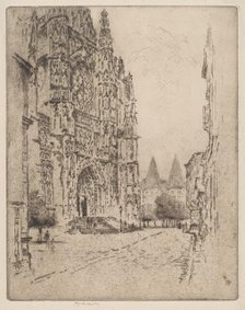 Towers of the Bishop's Palace, Beauvais, 1907. Creator: Joseph Pennell.