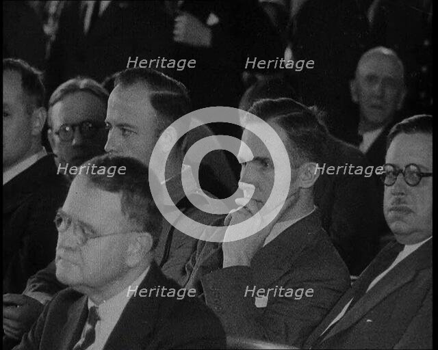 Bruno Richard Hauptmann in a Courtroom During His Trial in the Lindbergh's Kidnapping Case, 1930s. Creator: British Pathe Ltd.