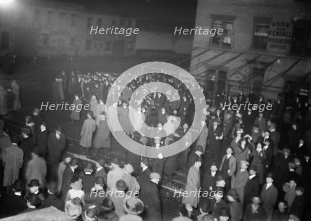 Crowd awaiting Titanic survivors, 1912. Creator: Bain News Service.