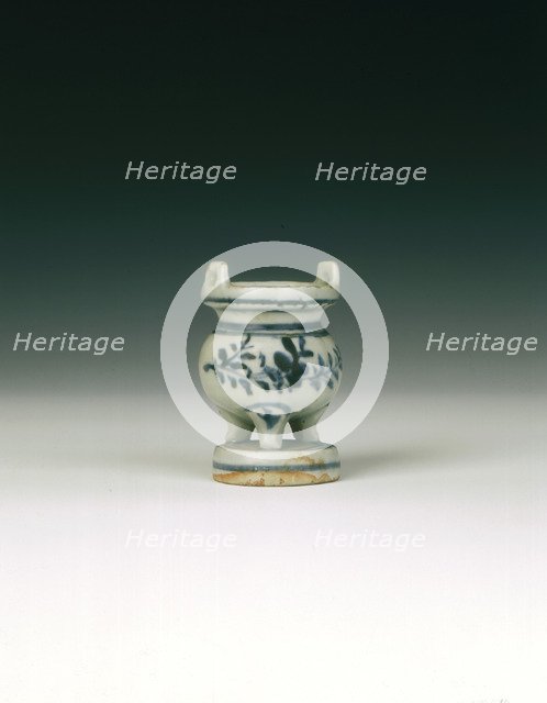 Miniature blue and white incense burner, China, c1500. Artist: Unknown