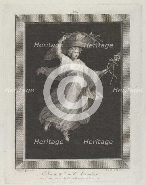 A bacchante carrying a large basket on her head and holding a staff in her le..., ca. 1795-ca. 1820. Creator: Antonio Ricciani.