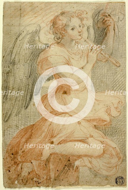 Angel Playing a Flute, 1580. Creator: Unknown.