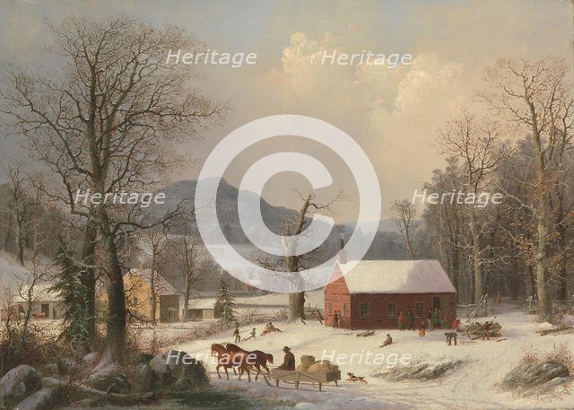 Red School House (Country Scene), 1858. Creator: George Henry Durrie.
