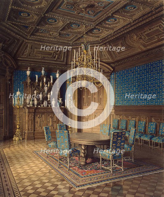 The Stroganov Palace in Saint Petersburg. Dining Room, 1860s. Artist: Mayblum, Jules (19th century)