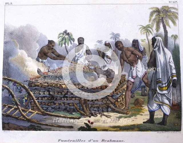 Brahmin funeral, India, mid 19th century. Artist: E Beau