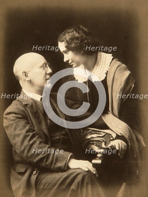 Fyodor Sologub, Russian poet, with his wife Anastasia, early 20th century.  Artist: Mikhail Leshchinsky