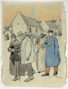 Street Scene with Two Couples, n.d. Creator: Theophile Alexandre Steinlen.