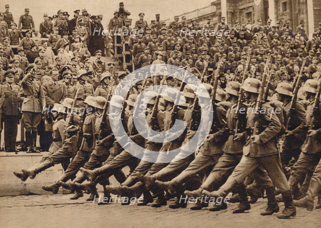 'First troops to reach Vienna were the 1st Division of the 8th German Army Corps', 1938, (1938). Artist: Unknown.