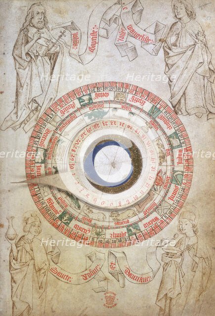 Circular zodiacal lunar scheme, 1486.  Creator: Unknown.