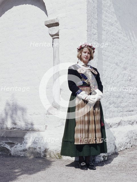 Candidate for Confirmation in traditional costume, Dalby, Scania, Sweden, 1971. Artist: Torkel Lindeberg