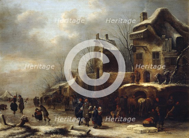 'Skating Rink on a River', 1665. Creator: Klaes Molenaer.