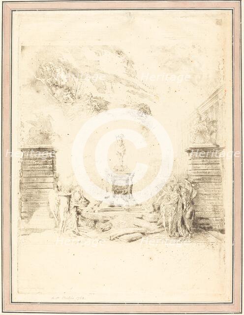 Allegorie sur l'Erection de la Statue de Louis XV (Allegory on the Establishment of a, c. 1763. Creator: Gabriel de Saint-Aubin.