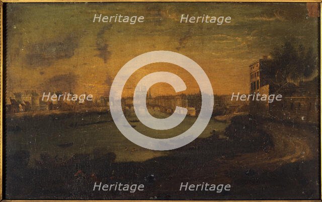 View of ile Saint-Louis and ile de la Cite, from the tip of Arsenal, c1750. Creator: Le Roux.