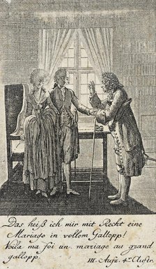 Plate 7 for C. L. Bretzner's 'The Marriage Broker', 1784. Creator: Daniel Nikolaus Chodowiecki.