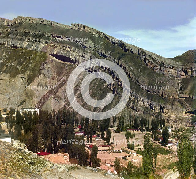 Village of Nizhnii Gunib in Dagestan, between 1905 and 1915. Creator: Sergey Mikhaylovich Prokudin-Gorsky.
