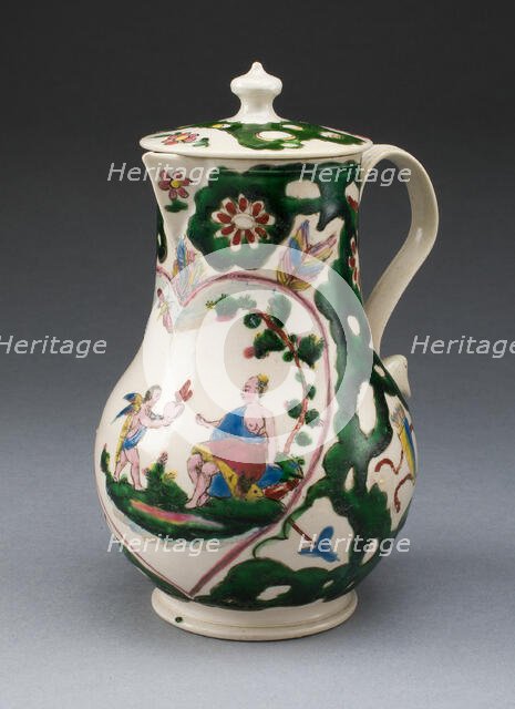 Jug with Cover, Staffordshire, c. 1760. Creator: Staffordshire Potteries.