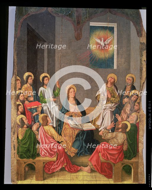  'Pentecost', oil on panel, altarpiece of the Fernando Gallego workshop.