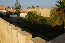 View of the battlemented walls of the castle, Sines, District of Setúbal, Portugal, 2008.  Creator: Unknown.