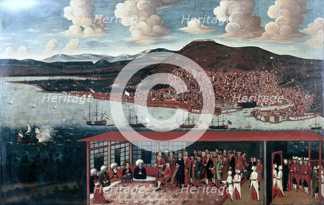View of Smyrna (Izmir) and the Reception Given to Consul de Hochepied (1657-1723) in the Council Cha Creator: Anon.