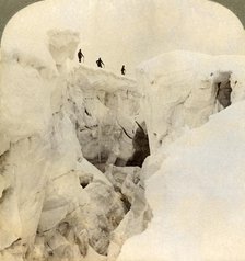 'Descent of Mt. Blanc - enormous crevasses near the summit, Alps', 1901. Creator: Underwood & Underwood.