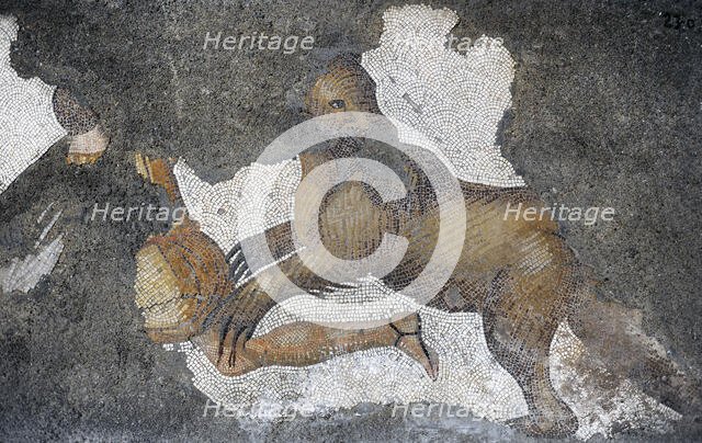 Attack of a brown bear, detail from mosaic...Great Palace of Constantinople, 4th-6th century. Creator: Unknown.