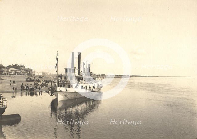The steamship "Petersburg" at the pier, 1909. Creator: Vladimir Ivanovich Fedorov.