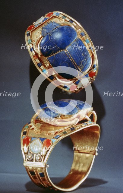 Scarab bracelet from Tutankhamun's tomb, 14th century BC. Artist: Unknown