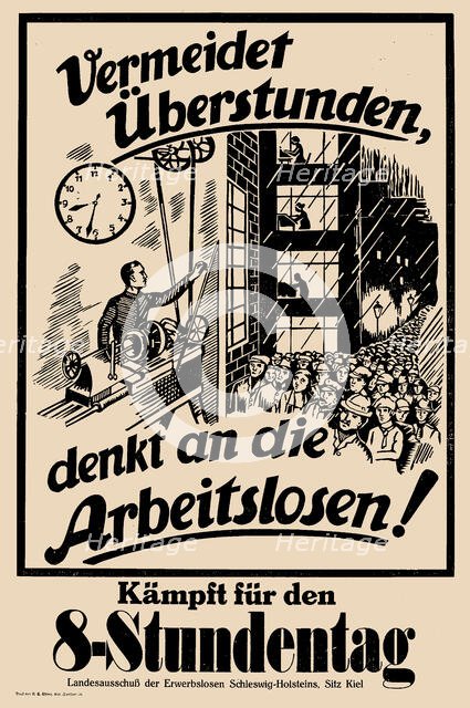 Fight for the eight-hour day, c. 1925. Creator: Anonymous.