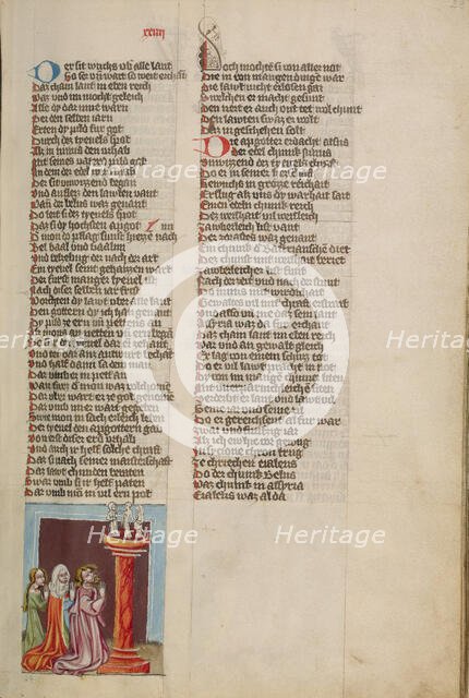 The Idolatry of Ninus; Weltchronik, about 1400-1410. Creator: Unknown.