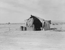 Tent housing a family, Imperial County, California, 1937. Creator: Dorothea Lange.