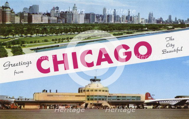 'Greetings from Chicago the City Beautiful', postcard, 1954. Artist: Unknown