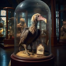AI IMAGE - Dodo in a glass case in a museum, 2023.  Creator: Heritage Images.
