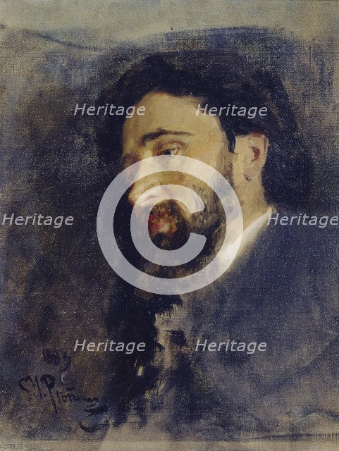 Portrait of the author Vsevolod M. Garshin (1855-1888), 1883. Artist: Repin, Ilya Yefimovich (1844-1930)