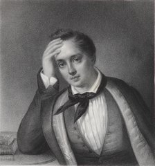 Portrait of the poet Yevgeny Abramovich Baratynsky (1800-1844), 1830s. Artist: Chevalier, Ferdinand (active Mid of 19th cen.)
