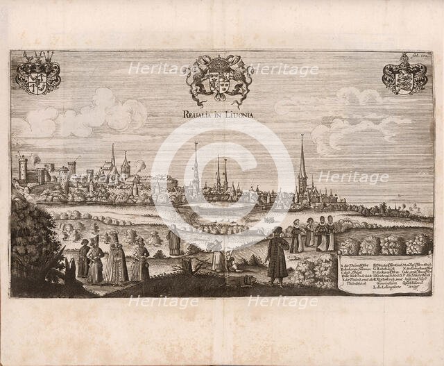 Panoramic view of Reval (Tallinn), Estonia (Illustration from Travels to the Great Duke of..., 1634. Creator: Anonymous.