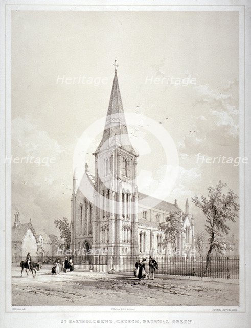 Church of St Bartholomew, Coventry Street, Bethnal Green, London, c1850. Artist: George Hawkins