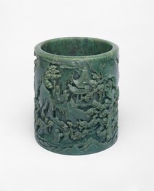 Brushpot Depicting a Daoist Paradise, Qing dynasty (1644-1911), reign of Qianlong (1736-1795). Creator: Unknown.