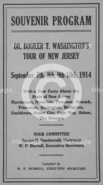 Souvenir Program, Dr. Booker T. Washington's Tour of New Jersey, 1914.  Creator: Unknown.