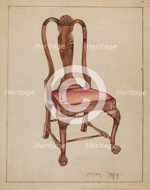 Walnut Side Chair, 1936. Creator: Michael Trekur.