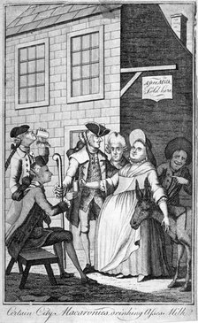 'Certain City macaronis drinking asses' milk', c1770. Artist: Anon