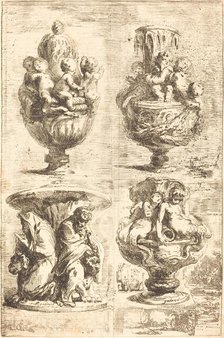 Four Vases (Les quatres vases), 1754. Creator: Gabriel de Saint-Aubin.