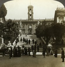 Senatorial Palace, Piazza del Campidoglio, Capitoline Hill, Rome, Italy.Artist: Underwood & Underwood