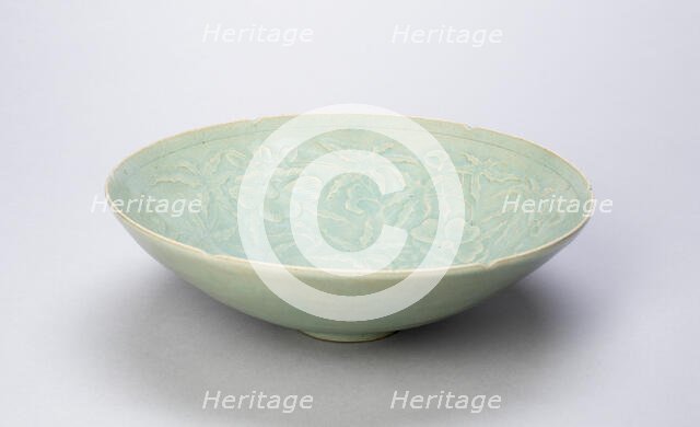 Lobed Bowl with Hibiscus and Floral Medallion, South Korea, Goryeo dynasty (918-1392), 12th century. Creator: Unknown.