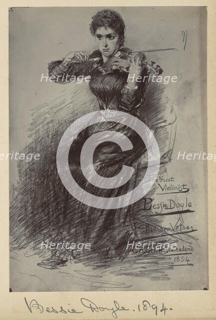 Copy of a Petrus van der Velden painting - Bessie Doyle, The Great Violinist, Christchurch, 1894. Creator: Unknown.
