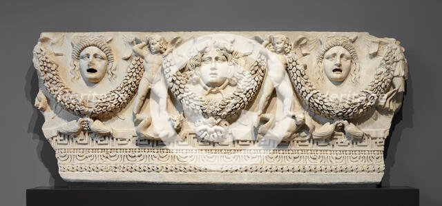 Front Panel of a Garland Sarcophagus, about A.D. 140-170. Creator: Unknown.