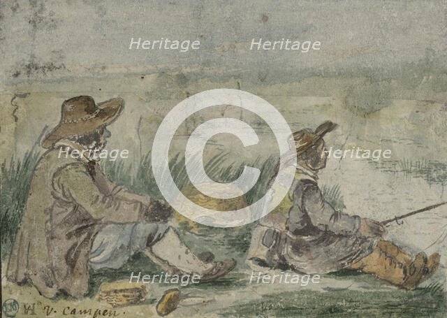Two fishermen by a river. Creator: Hendrick Avercamp.
