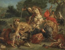 The Lion Hunt, 1855. Creator: Eugene Delacroix.