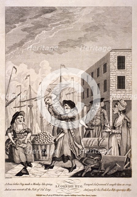 'A Cornish Hug', 1781. Artist: Anon