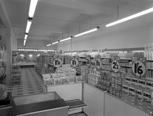 Cash and carry interior, Goldthorpe, South Yorkshire, 1960.  Artist: Michael Walters